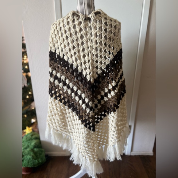 Handmade in Denmark Knit Poncho with Pom Poms - Picture 11 of 12